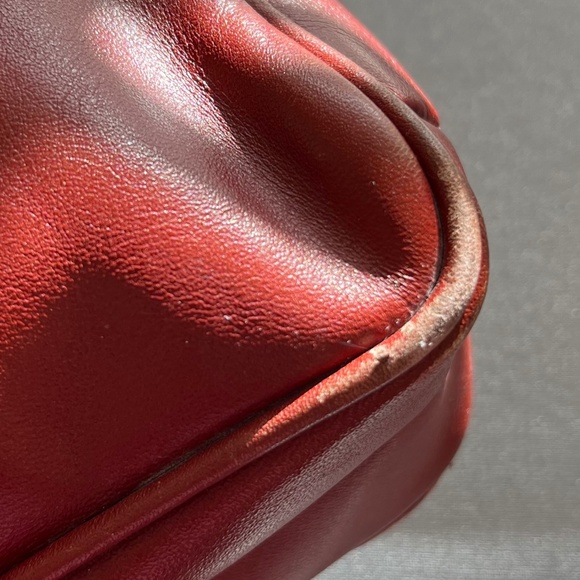 Vintage Double-Zip Chestnut Leather Shoulder Bag 12x9x3 - Picture 5 of 9